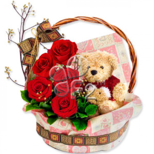 Get hugs and a whole lot more with this extravagant collection of gorgeous red roses accompanied by a cuddly plush bear. A perfect gift for any occasion. #gift