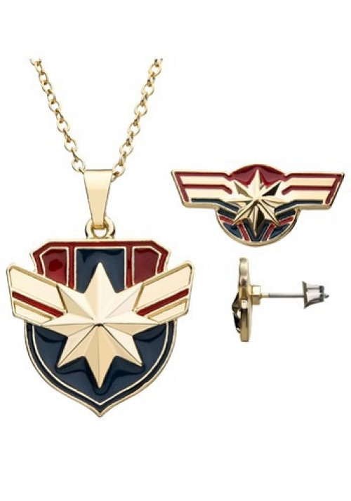 Give your Captain Marvel costume the finishing touches it deserves with this Captain Marvel Necklace/Earring Set! #gift