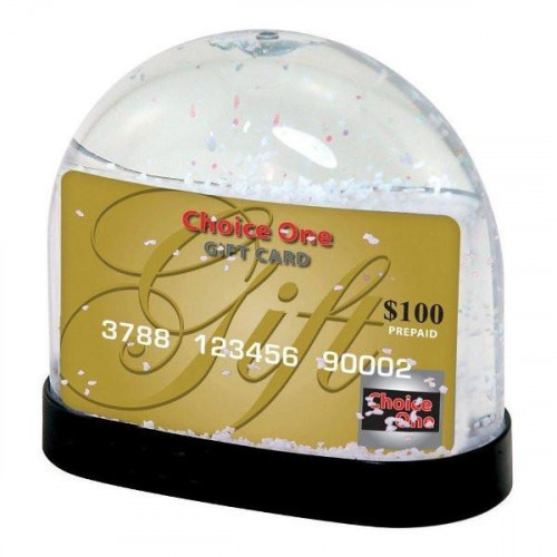 Gift card snow globe is a real hit over holidays. For all those who would prefer to have a gift card for the holidays, this is a great way to make it something special. Made out of a thick plastic. Holds two inserts (standard gift card size), once the gif #gift
