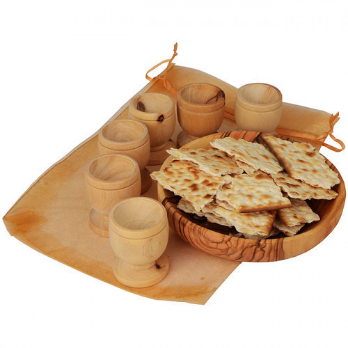 Hand made olive wood 'The Lord's Supper' set from the place of Jesus birth - Bethlehem (The House of Bread) - Includes a Bread Serving Tray with Six Cups presented in protective gift bag. ...DO THIS IN REMEMBRANCE OF ME. May this set bring a deeper meanin #gift
