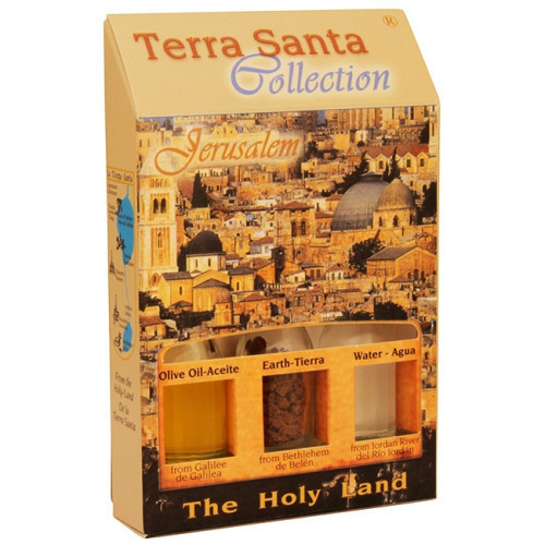 The Terra Santa Collection Holy Land Gift Pack - Jerusalem Old City - Direct from the land where Jesus walked. The unique keepsake from the Terra Santa Collection brought to you from the birthplace of Christianity. Gift pack contains: Galilee Olive Oil.Ea #gift