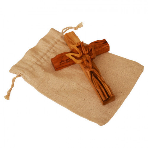 Olive Wood Cross featuring a hand carved Dove depicting the Holy Spirit - Hand made using quality olive wood in Bethlehem - The Birth place of Jesus. Size: 6 x 4 inch / 15 x 10 cm approx.Shop in Jerusalem for genuine Holy Land Products. Has an hole in the #gift