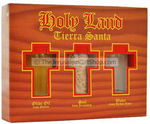 Holy Land Gift Pack - Tierra Santa - Direct from the Holy Land - Jordan River Water, Jerusalem's Stones and Galilee Olive Oil in Tierra Santa presentation pack Unique Christian gift from the Holy land Shipped direct from Jerusalem. #gift