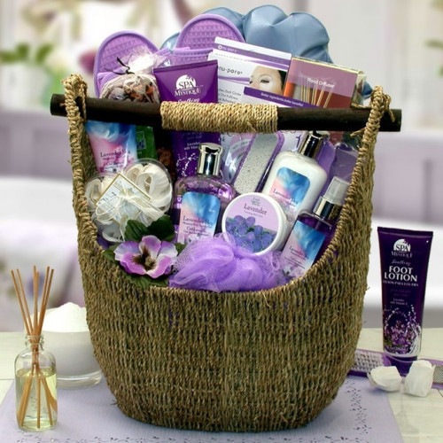 Enjoy the natural fragrance of lavender. Send her an indulgent spa experience right at home with this exquisite spa gift basket featuring Lavender Sky products. Known for its fresh floral aroma and naturally soothing properties, lavender has been used for #gift