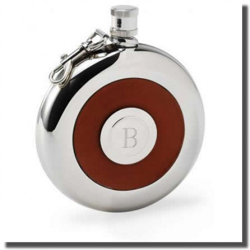Personalized Leather Flask & Shot Glass - Contemporary design meets modern technology with this handsome stainless steel pocket flask. Leather center, embossed with a braided pattern, holds a personalized removable shot glass that easily pops in and out w #gift