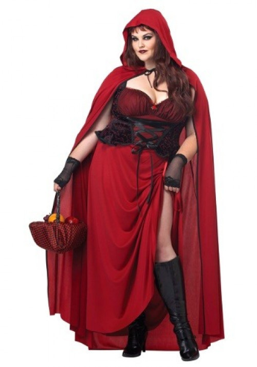 That big bad wolf will second guess messing with you when you wear this Plus Size Dark Red Riding Hood costume. Give the classic story book character a gothic twist this year! Available in sizes 1X, 2X and 3X. #plus