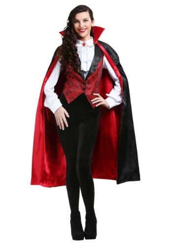 Go with a classic vampire look in this plus size women's fierce vamp costume. Available in sizes 1X through 4X. #plus