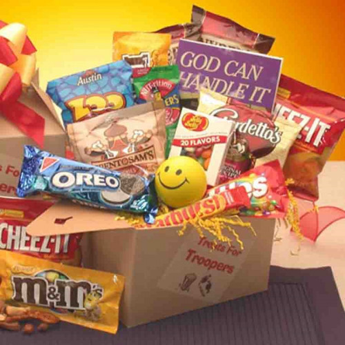 Send your soldier a little gift of inspiration! This care package delivers a special message to your military loved one. Over 100 pages of uplifting stories, quotes and verses, will share your faith, hope, and love in God Can Handle It. Assorted sweets ac #gift
