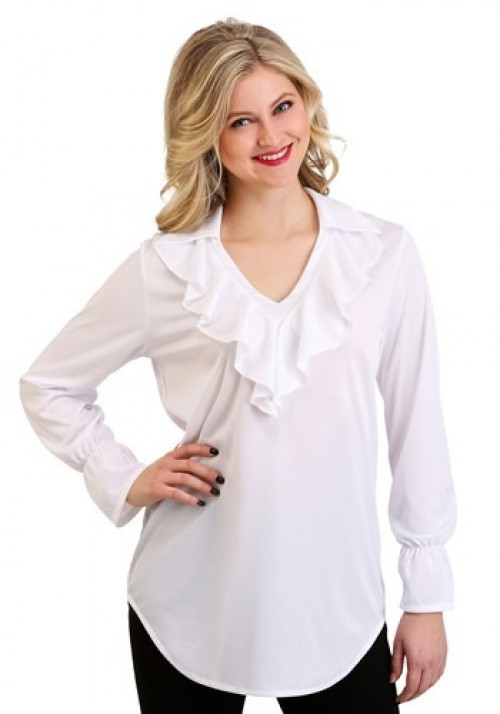 Arghh matey! Throw on this Plus Size Women's Ruffled Pirate Blouse and lead your ship to the hidden treasure! #plus