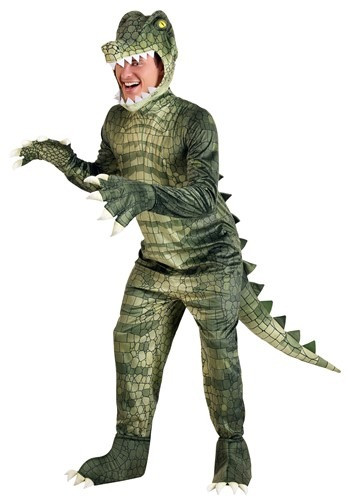 'See ya later, Alligator' will be a phrase you hear all night long while you're wearing this Adult's Plus Size Dangerous Alligator Costume! This exclusive costume is sure to turn heads! #plus