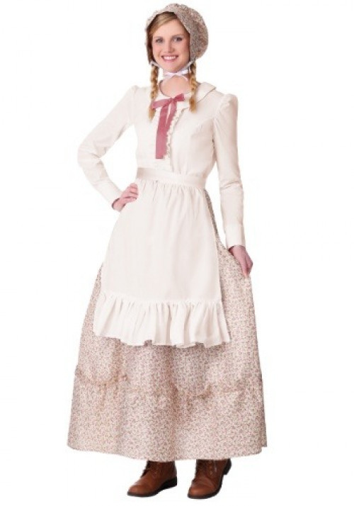 Go back in time when you wear this Women's Plus Size Prairie Pioneer Costume! Imagine a day of churning butter and washing your clothes with a washing board, yikes! Available in 1X and 2X. #plus
