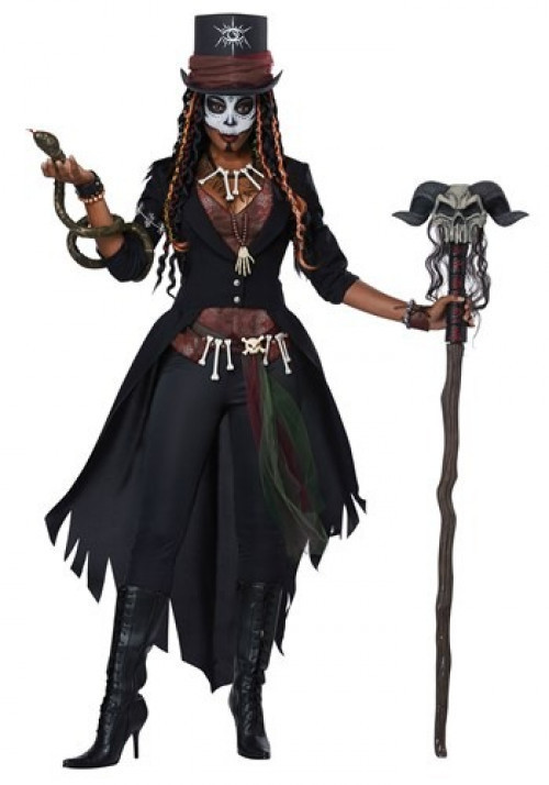 Become a powerful Voodoo priestess in this Women's Plus Voodoo Magic Costume. This traditional Haitian costume brings an authentic flare. #plus