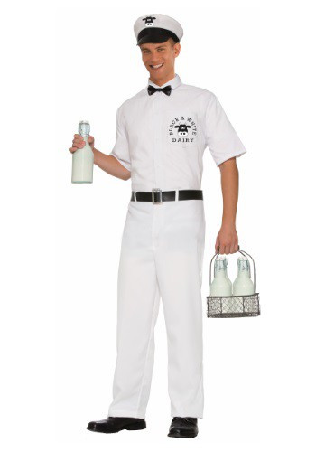 Recall an earlier era when milk wasn't bought at the grocery store but delivered at home, with this Men's Vintage Milkman Costume! #vintage