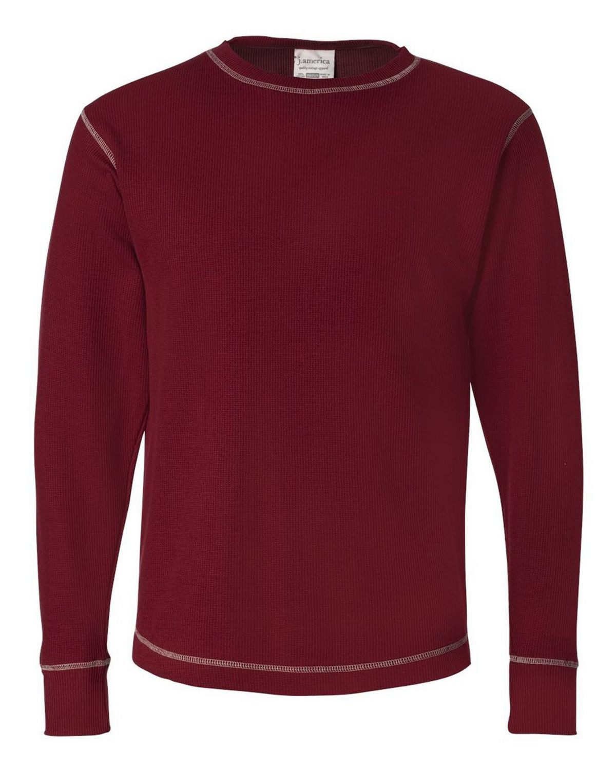 J America 8238 Men's Vintage Long Sleeve Thermal T-Shirt - Simply Red/ Vintage White - S #vintage