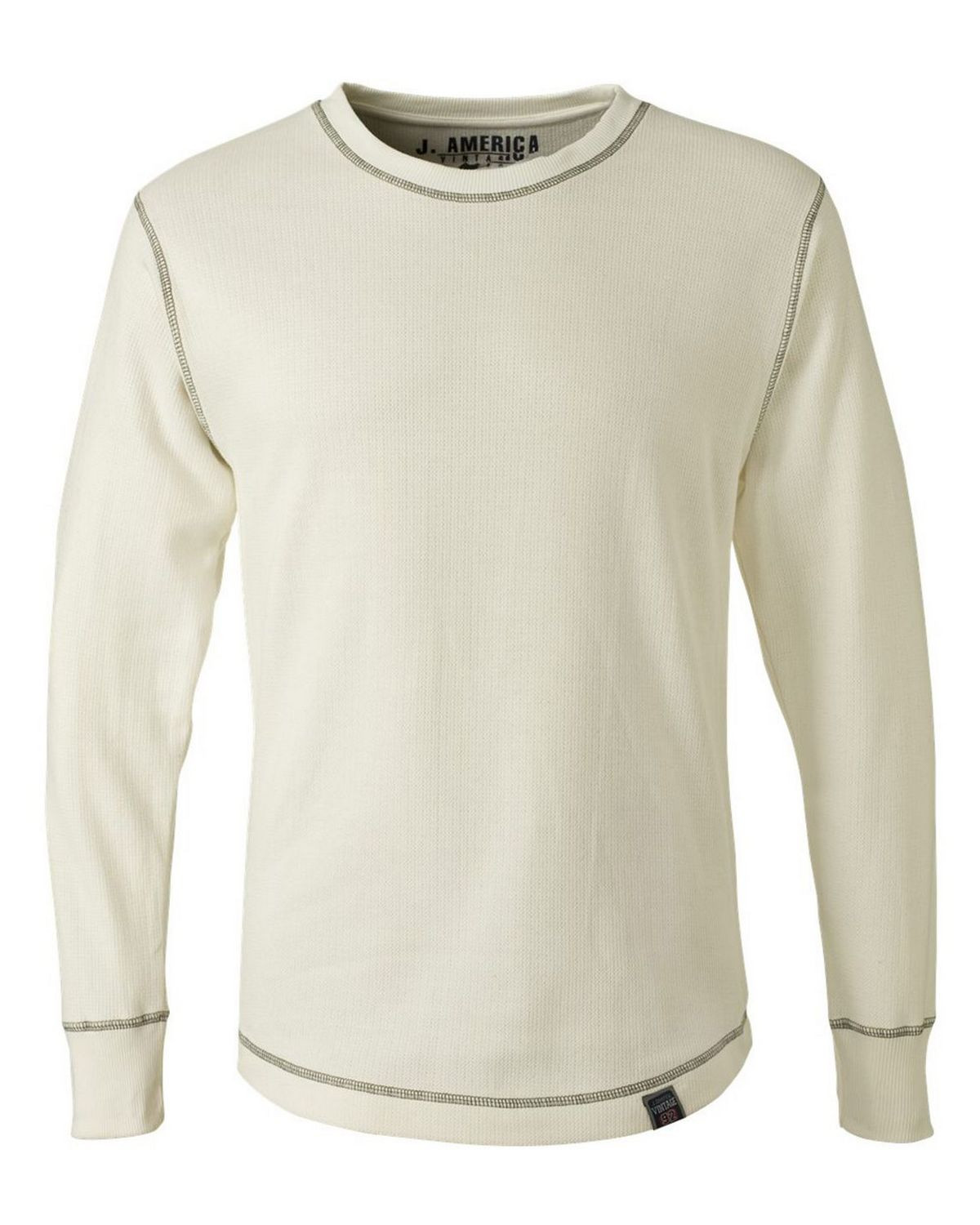 J America 8238 Men's Vintage Long Sleeve Thermal T-Shirt - Vintage White/ Charcoal - S #vintage