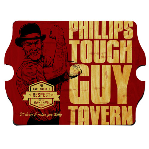 This Vintage Pub Sign is designed for a rough-and-tumble man cave where anything goes and respect is earned with two fists! The detailed design of our Tough Guy plaque is printed directly onto a wood composite base for lasting quality. Order a tavern sign #vintage