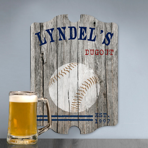 Whether he plays baseball or just loves watching a game, he will cheer for this vintage pub sign. Deck out his favorite space with the ambiance of a classy tavern with a vintage Baseball pub sign. This vintage style bar plaque features a weathered wood b #vintage