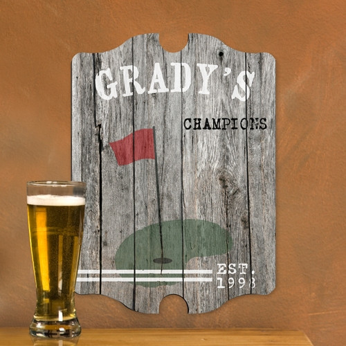 Open your own pub right at home with a custom tavern sign! Now he can deck out his space with the ambiance of his favorite pub with our vintage chalkboard tavern signs. Choose from six sporty designs to suit his game of choice. Each vintage style bar plaq #vintage
