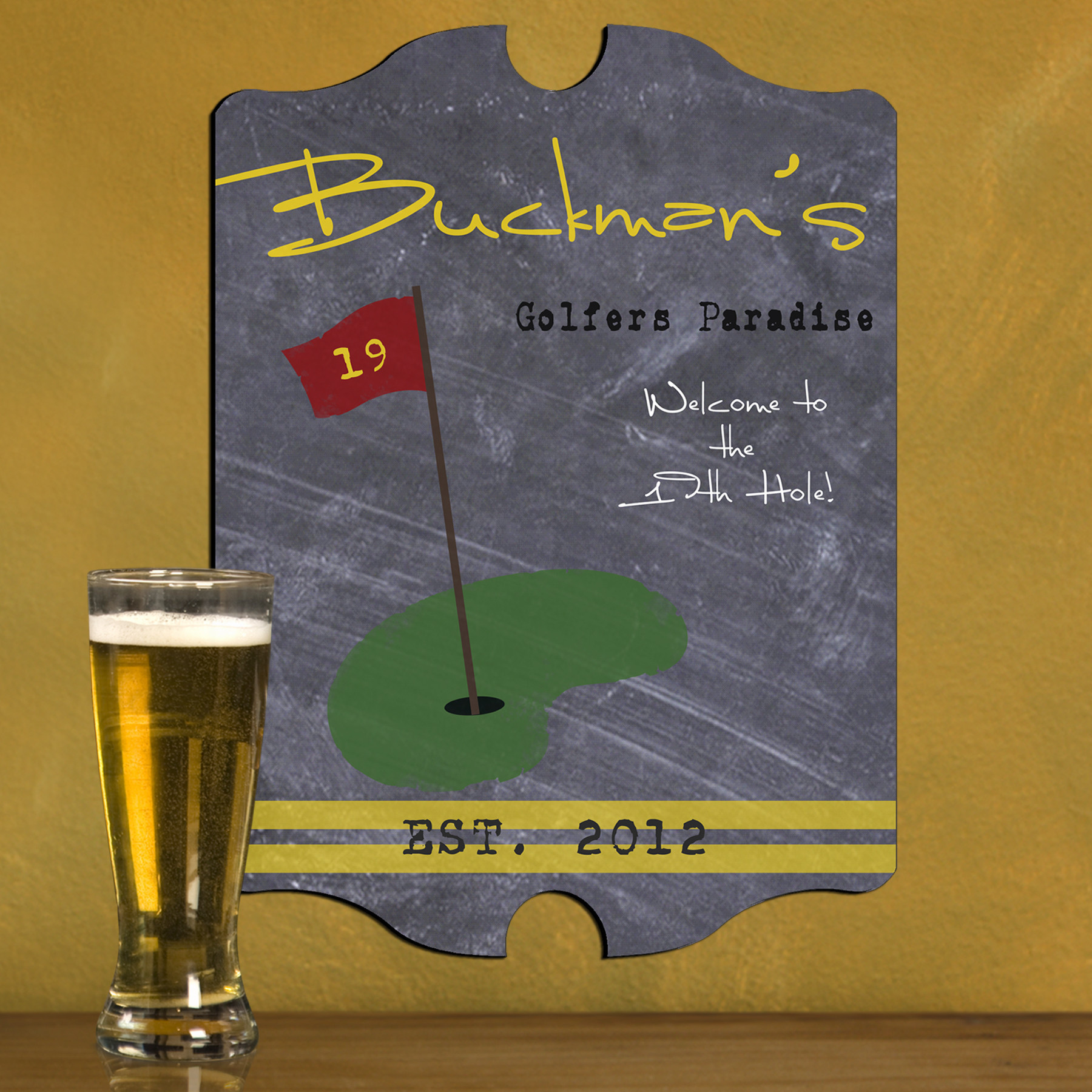 Make his man cave, home bar, den or even his office into the 19th hole with this custom bar plaque! This golfing gift is way above par! Deck out his man cave or clubhouse with a vintage Chalkboard Golf tavern sign to combine his favorite sport with his fa #vintage