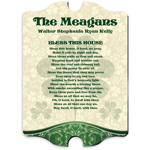 Bless their home with an Irish vintage name sign featuring a classic Irish blessing! Wish blessings upon their home with our Bless this Irish Family vintage name sign. This attractive vintage wall plaque features a classic Irish blessing and warm colors t #vintage
