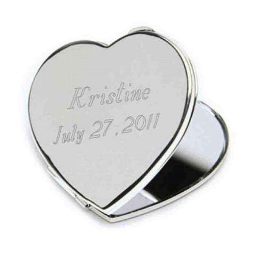 Love and vanity: how does the saying go? Intertwine the two with this sterling silver-plated heart shaped mirror, personalized on top, creating a keepsake gift to remember your special celebration by. Personalized with two lines of up to 15 characters per #gift
