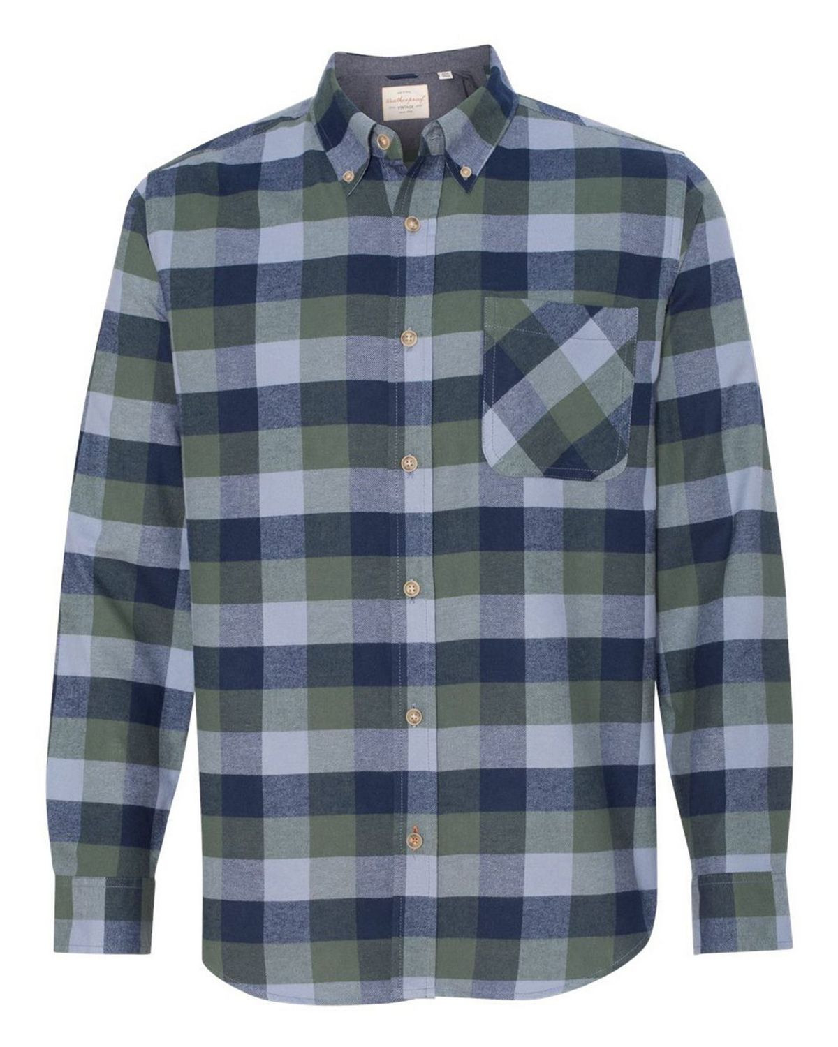 Weatherproof 164761 Men's Vintage Brushed Flannel Long Sleeve Shirt - Navy/ Green - S #vintage