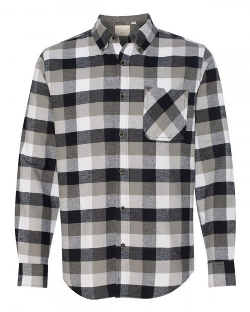 Weatherproof 164761 Men's Vintage Brushed Flannel Long Sleeve Shirt - White/ Black - S #vintage
