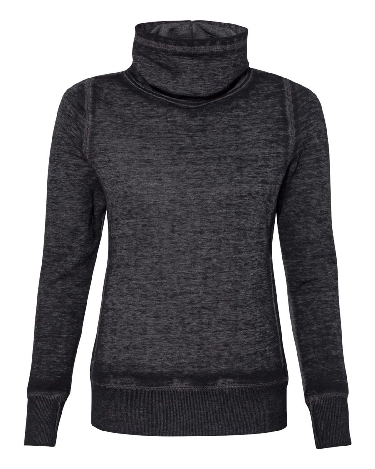J America 8930 Women's Vintage Zen Fleece Cowl Neck Sweatshirt - Twisted Black - S #vintage