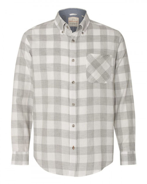 Weatherproof 164761 Men's Vintage Brushed Flannel Long Sleeve Shirt - Heather Grey/ White - S #vintage