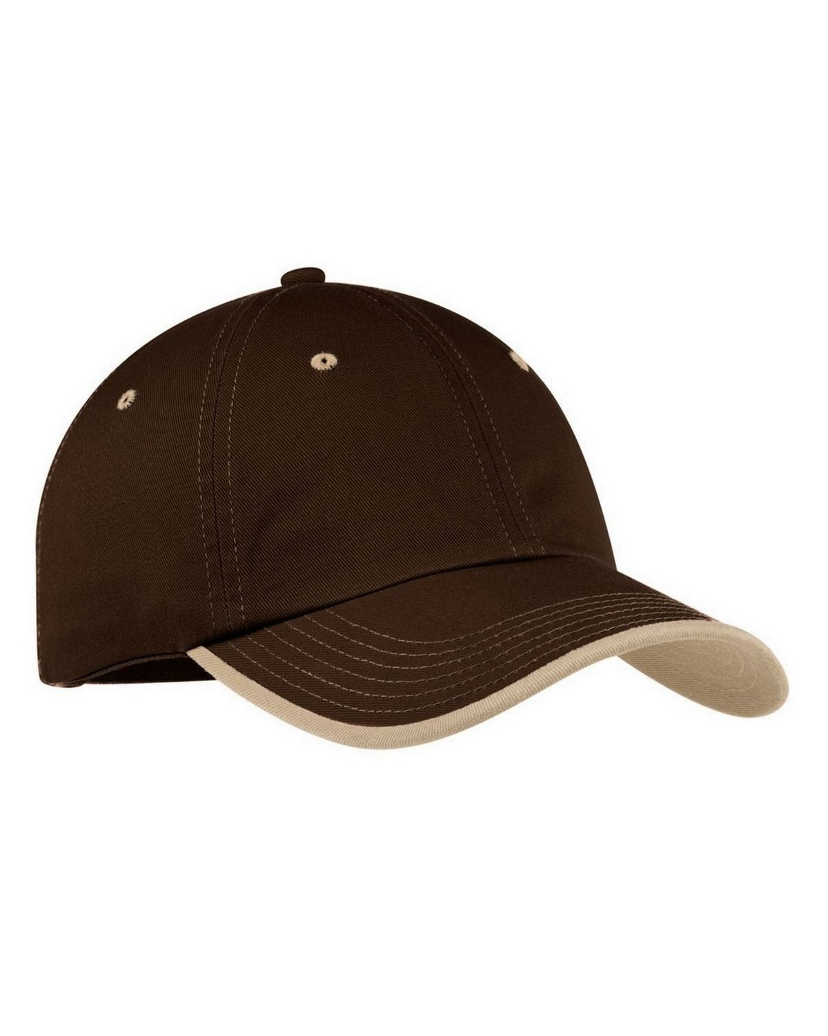 Port Authority C835 Vintage Washed Contrast Stitch Cap - Brown/Stone - One Size #vintage