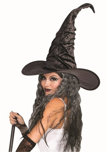 You'll be enchanting in our Vintage Witch Hat. This classic pointy black hat has a velvety feel and wide brim. #vintage