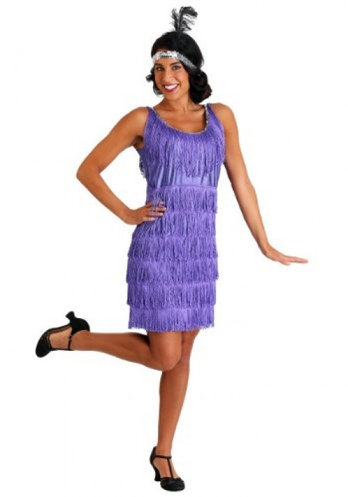 This Plus Size Purple Fringe Flapper Dress is great for members of the Red Hat Society and it also makes a fun Halloween costumes from the 1920s era. Available in sizes 1X through 6X. #vintage