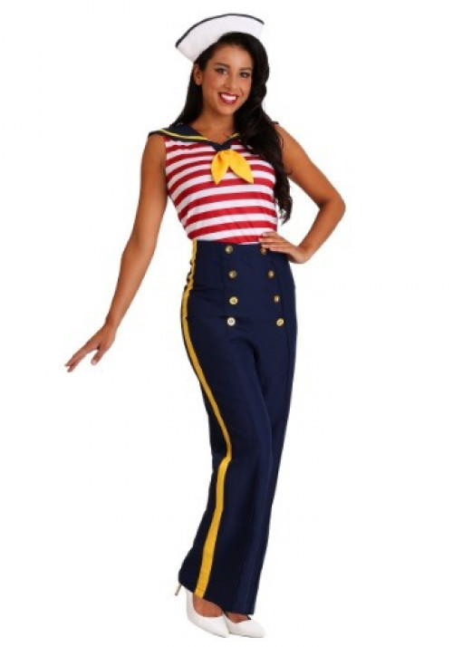 You'll love the attention you get wearing this vintage Women's Perfect Pin Up Sailor Costume. All aboard as you sail away into a night of nautical fun. #vintage