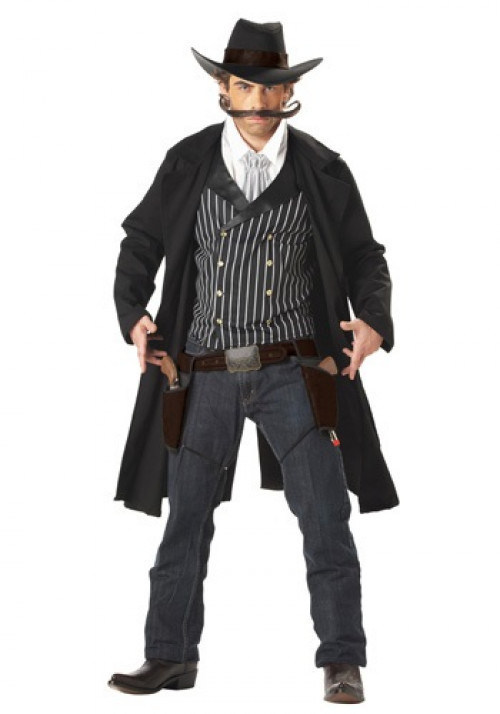 Our Adult Gunfighter Western Costume is styled after authentic late 1800s styles, and will serve for more than just gunfighting. You could also be a saloon cardsharp or a riverboat gambler. #vintage