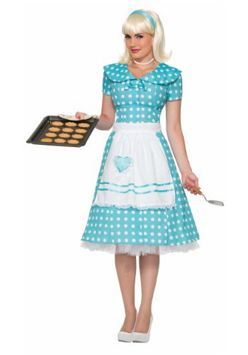 Any man would be crazy if he didn't put a ring on you, especially if you're wearing this Women's Polka Dot Housewife Costume! #vintage
