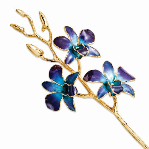 A real 11 inch Dendrobium Orchid in Lilac and Blue, handcrafted and preserved in durable lacquer to preserve its natural color and keep its beauty of nature forever! Then finished and trimmed in genuine 24K Gold! Each Orchid comes with a fact sheet outlin #gift