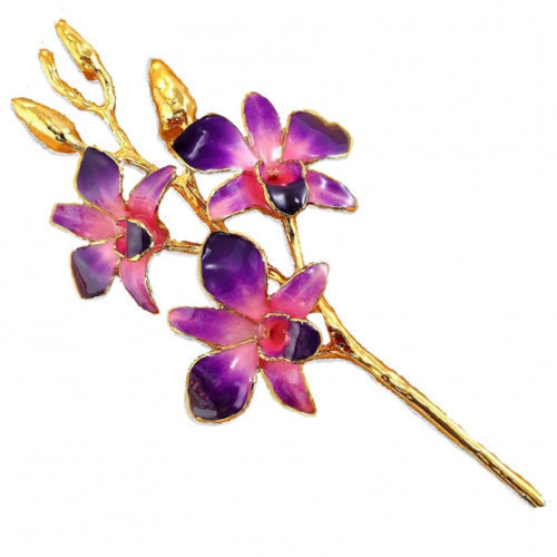 A real 11 inch Dendrobium Orchid in Lilac and Pink, handcrafted and preserved in durable lacquer to preserve its natural color and keep its beauty of nature forever! Then finished and trimmed in genuine 24K Gold! Each Orchid comes with a fact sheet outlin #gift