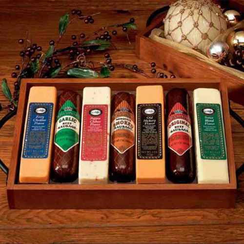 Keep Dad Fueled with This Gift! We've combined this hardwood gift set with many scrumptious tastes from Wisconsin that is sure to please that certain someone. A grand slam gift for anyone! #gift