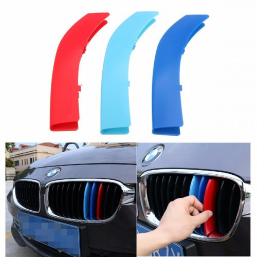 3Pcs Front Kidney Grill Grille M Style Decal 3 Color Buckle For BMW 5 Series 14-15 Specifications: Placement on Vehicle: Front Material: Plastic Length: 14.2cm Width: 2.8cm Height: 1.1cm Color: Red, Blue, Sky Blue Quantity: Pack of 3 Features: -100% brand #bmw