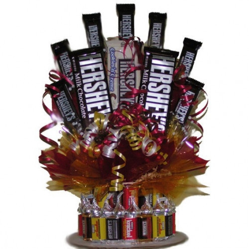 Everyone has their favorite Hershey Candy. Chances are your favorite Hersheys candy is featured in our new Hershey's Candy Cake Bouquet Combo. This gift makes an eye catching presentation along with offering a delightful collection of Hershey brand candie #candy