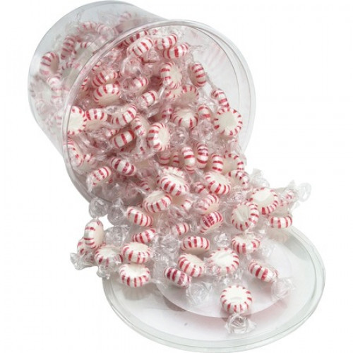 Tub of candy includes Starlight Peppermints for a breath-freshening treat. Ideal for reception, breakroom or desktop. Candy is individually wrapped. Resealable tub maintains freshness. #candy