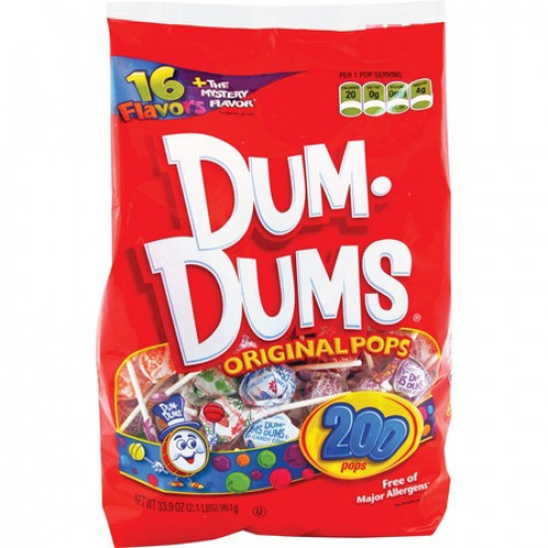 Dum Dums are fun, good quality treats to share with friends in a variety of flavors. The classic lollipop comes in more than 16 mouthwatering flavors including Blu Raspberry, Cotton Candy, Cream Soda, Root Beer, Butterscotch, Watermelon, Sour Apple, Mango #candy