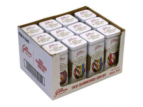Each piece of old fashioned Stick Candy is individually wrapped, weighs 0.5 oz and is 5 inches long. This 12 oz tin holds 24 assorted flavors. Orders placed by midnight usually ship on the next business day.Please notice:Stick candy is very fragile and br #candy