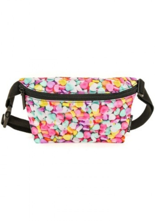 Cure your sweet tooth with this Candy Hearts Print Fydelity Fanny Pack! This fanny pack would be a perfect accessory for any Valentine's Day themed costumes! #candy