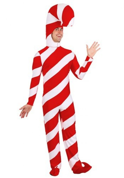 Have a costume ready for both of your favorite holiday's with the Adult Red Candy Cane Costume! Halloween might be a little awkward, but I don't think people dress up that much for Christmas either. #candy