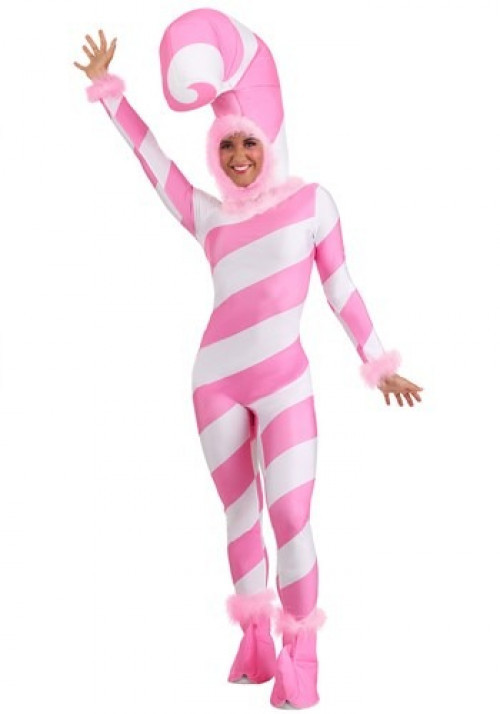 A sweet treat for the holiday season, to accompany any hard working Santa is our Women's Pink Candy Cane Costume. Modeled after everyone's favorite tasty Christmas treat you are sure to steal the show! #candy