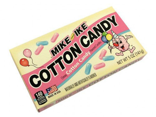 An old time treat with a new twist. Cotton Candy Mike & Ikes are a perfect solution for the wonderful taste of the fluffy confection without the sticky fingers! The individual boxes contain 5 ounces of chewy candies. Orders placed by midnight usually ship #candy