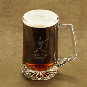 Hit one out of the park for a baseball fan with a custom Baseball beer stein. This 25 ounce will look great in his home bar. Free personalization! #sports