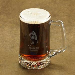 Keep your stick on the ice! Our 25 ounce Hockey sports mug will keep him prepared with enough beer to last a whole game. Free customization! #sports