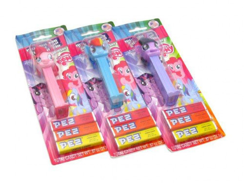 Pez dispenser in a blister pack with 3 refills. The characters are Pinkie Pie (pink), Rainbow Dash (blue) and Twilight Sparkle (purple). The dispenser you receive will be selected at random and may not be shown in the picture. Orders placed by midnight us #candy